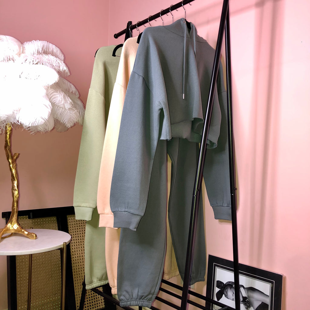 Lucie charcoal fleece lined oversized tracksuit - Celeb Threads