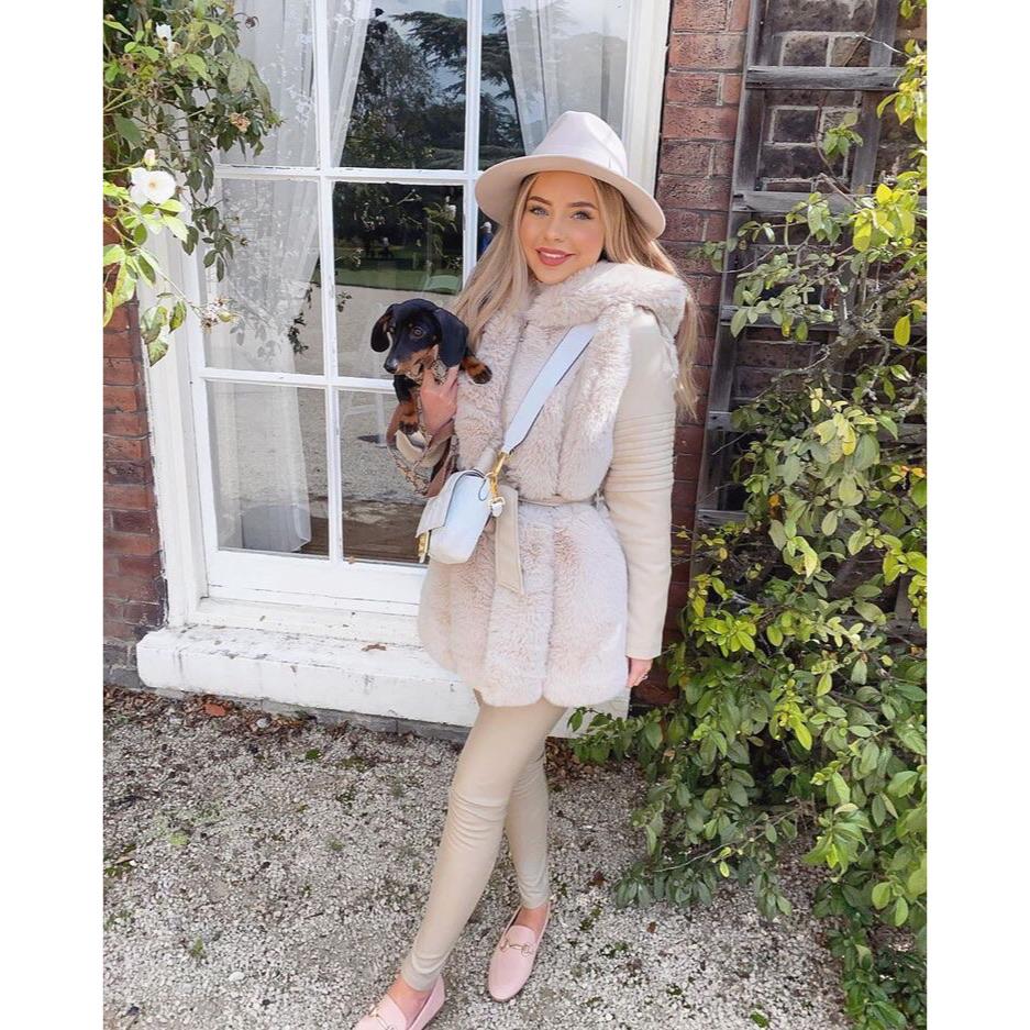 LILY CREAM HOODED FAUX FUR TRIM BELTED LONGLINE COAT